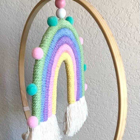Moveable Mobile Pastel Rainbow Tasseled Wall Hanging Baby Children's Room Decor - Picture 5 of 5